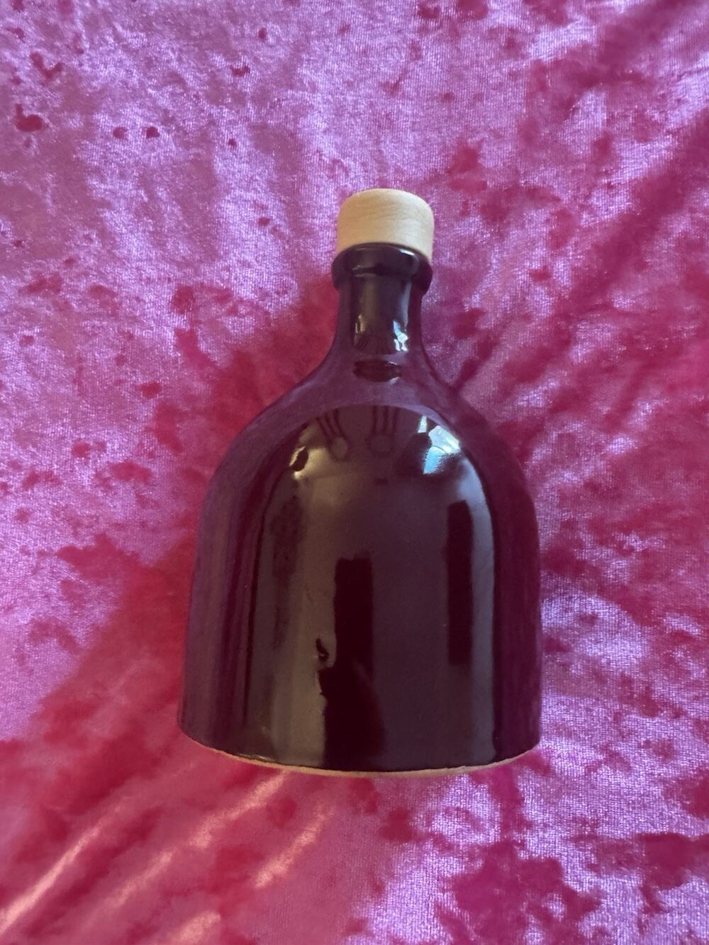 Maroon Red Bottle Oil Vase Ceramic Pottery Kitchen Home Made in Italy